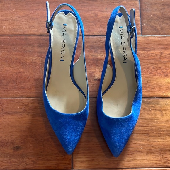 Via Spiga Size 6 Royal Blue Kitten Heals - Picture 1 of 7
